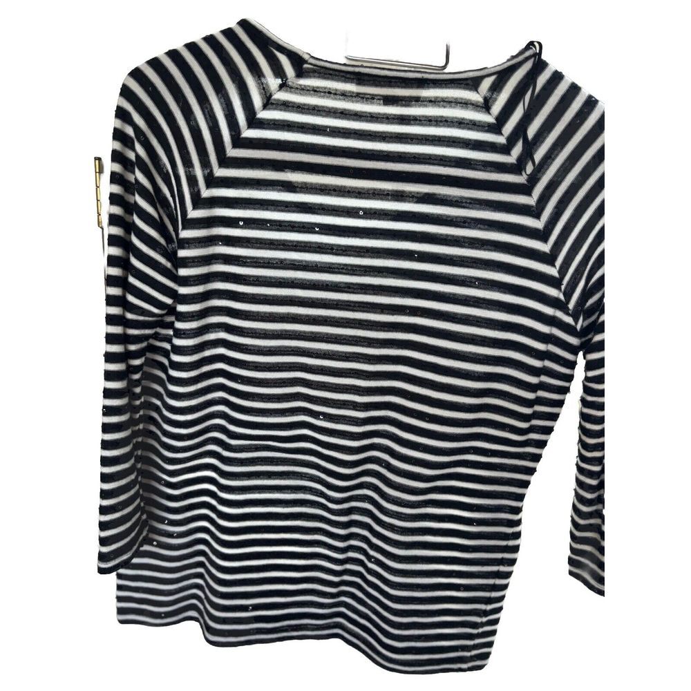 Two by Vince Camuto Striped Pullover Top Size XS sparkle Black And White - Picture 7 of 8